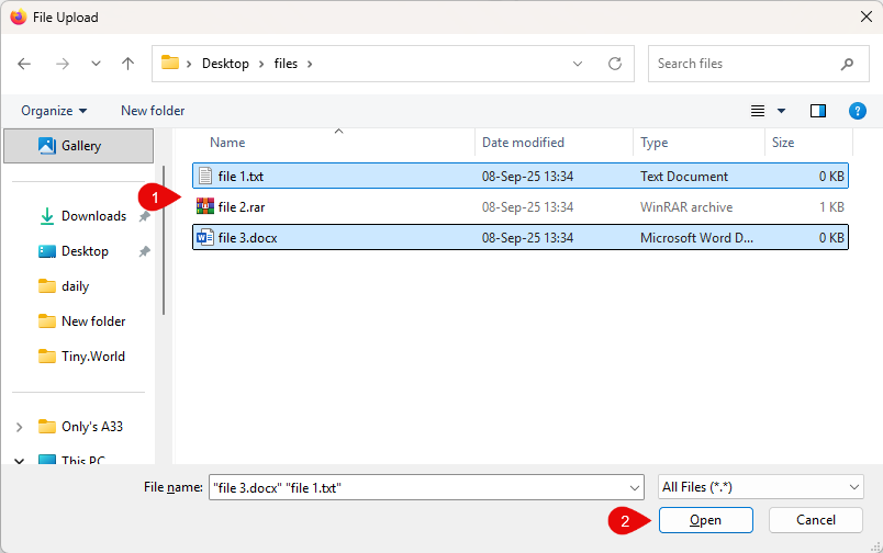 انتخابگر فایل برای آپلود