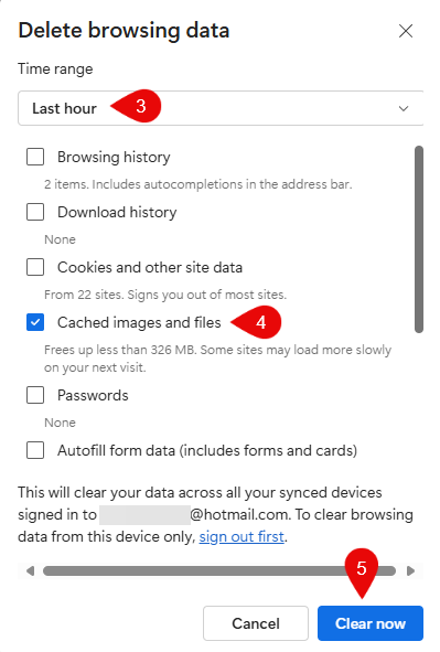 پاک کردن حافظه کش مرورگر اج ویندوز